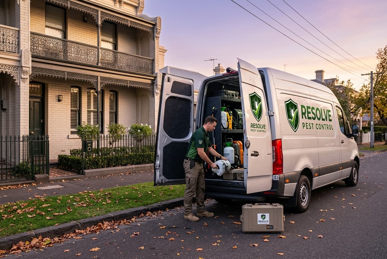 Resolve Pest Control van parked outside a Melbourne home
